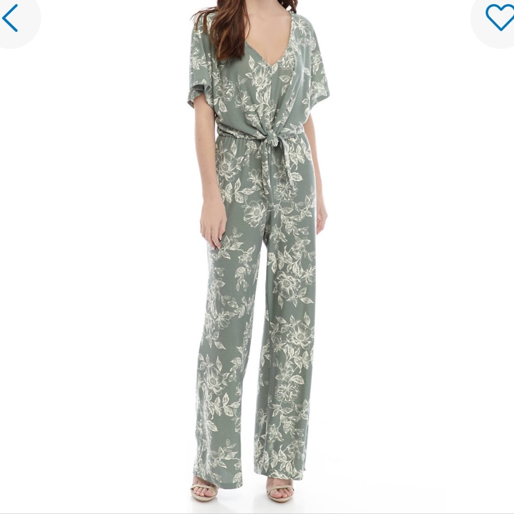 Knot Front Flowy Floral Jumpsuit